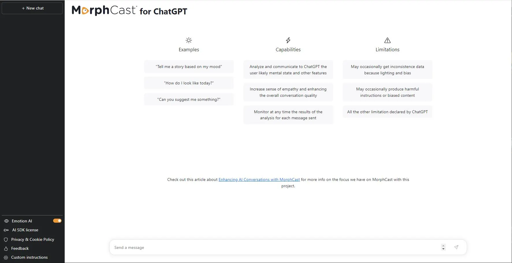 morphcast for chatgpt interface
